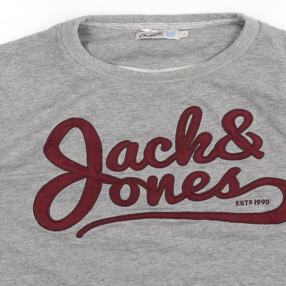 JACK & JONES Mens Grey   Pullover Sweatshirt Size L