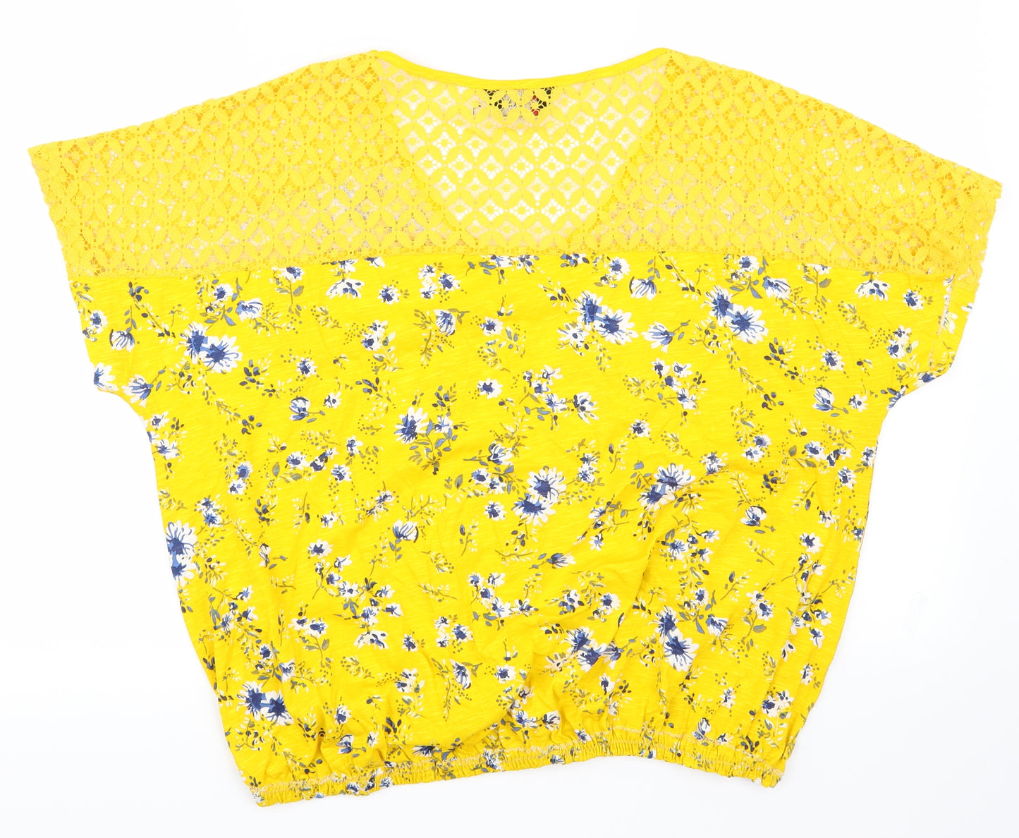 Yours Womens Yellow Floral  Basic T-Shirt Size M