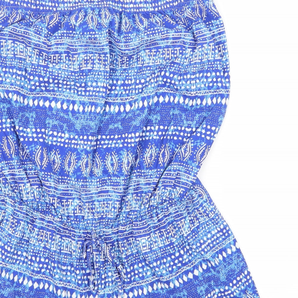 Papaya Womens Blue Patchwork  Shorts One-Piece Size M