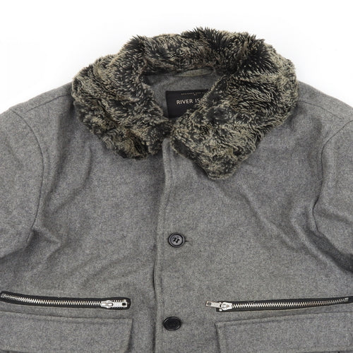 River Isalnd Mens Grey   Bomber Jacket Coatigan Size XS