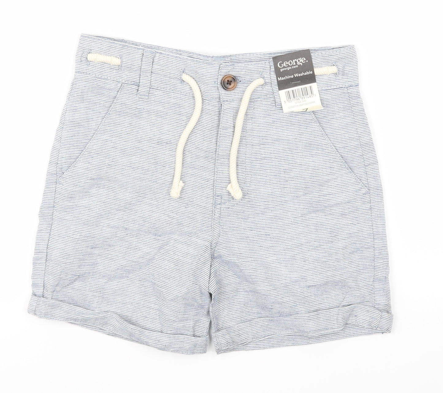 George Boys Blue Striped  Utility Shorts Size 5-6 Years