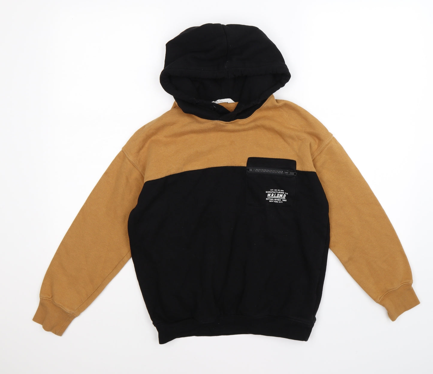 H&M Boys Black Colourblock  Pullover Hoodie Size 10-11 Years