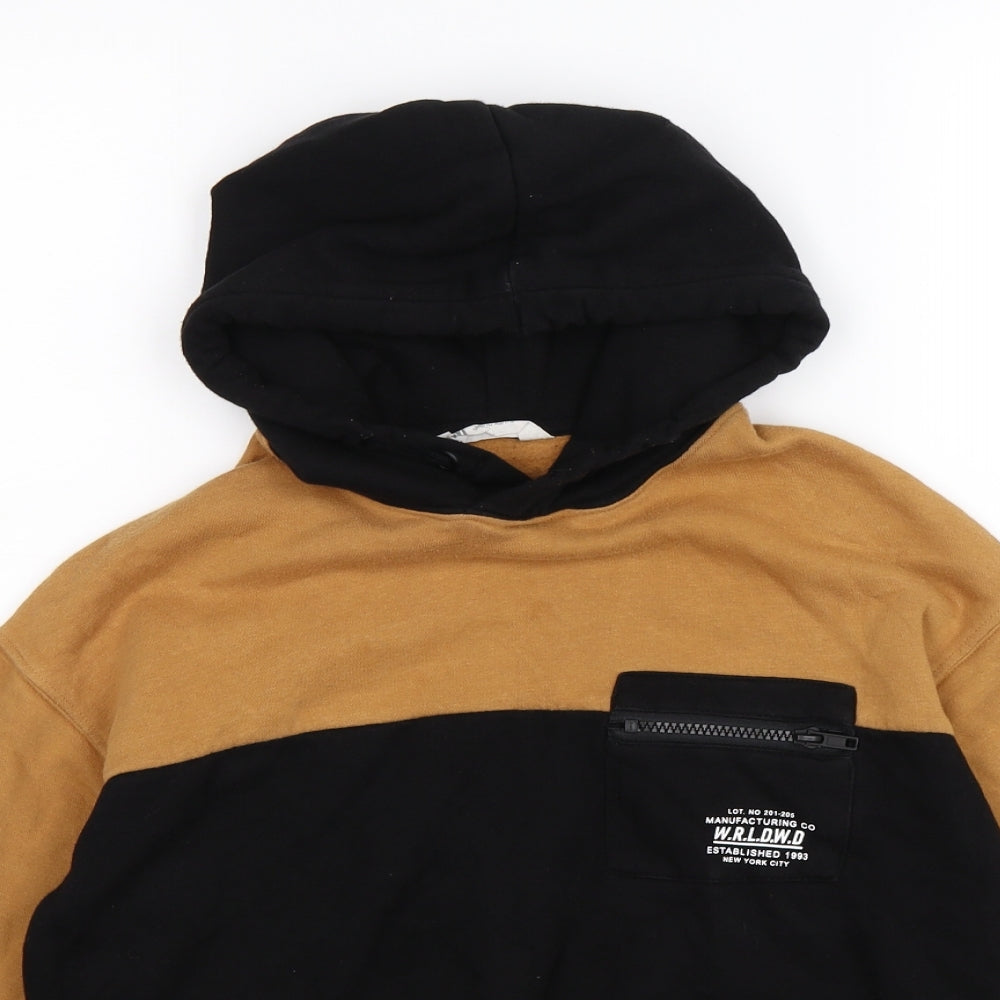 H&M Boys Black Colourblock  Pullover Hoodie Size 10-11 Years