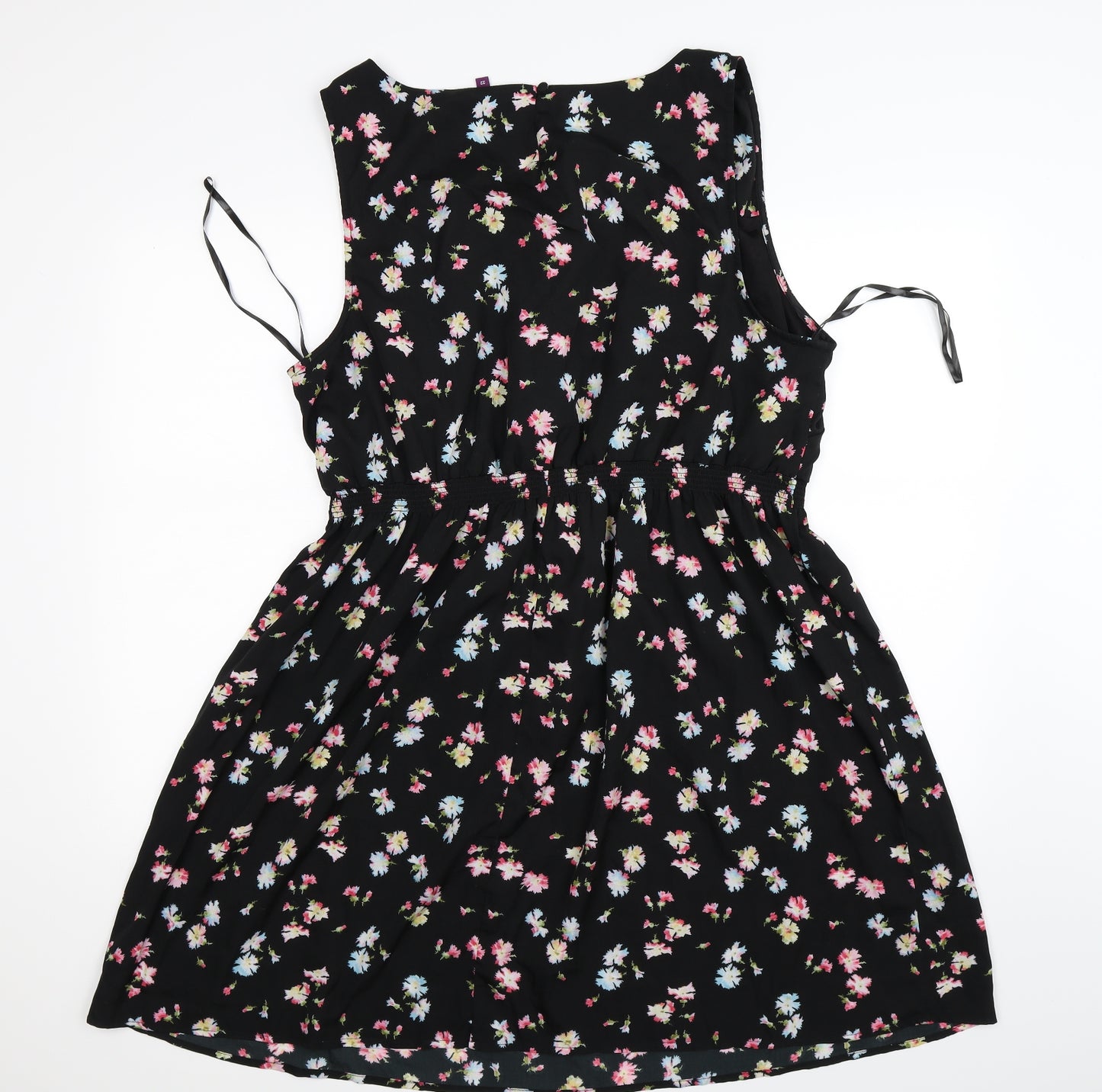 New Look Womens Black Floral  Tank Dress  Size 22