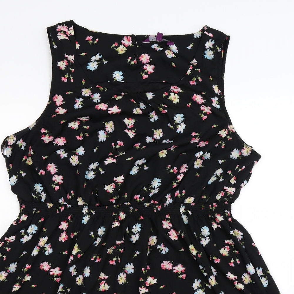 New Look Womens Black Floral  Tank Dress  Size 22