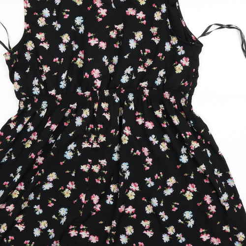 New Look Womens Black Floral  Tank Dress  Size 22