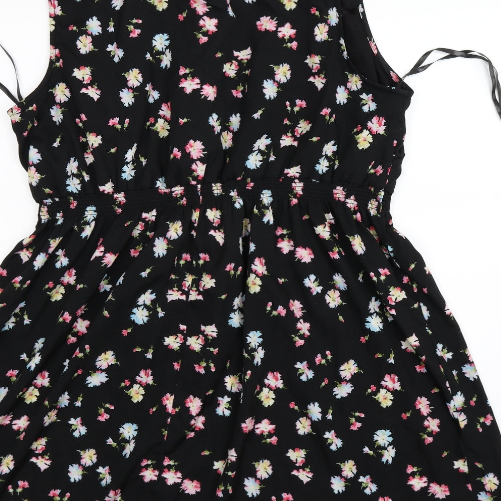 New Look Womens Black Floral  Tank Dress  Size 22