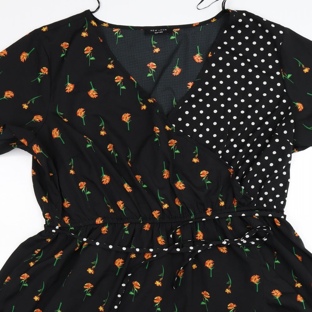 New Look Womens Black Floral  Trapeze & Swing  Size 22