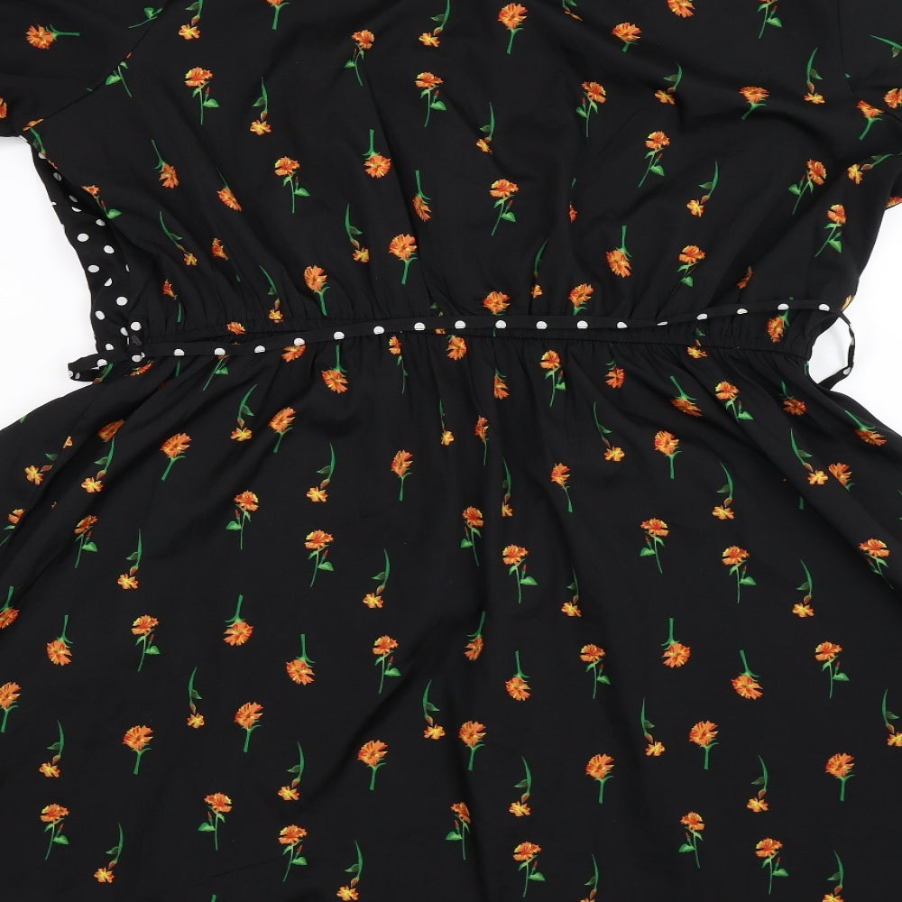 New Look Womens Black Floral  Trapeze & Swing  Size 22