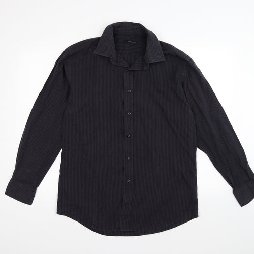 Tom english Mens Blue Striped   Button-Up Size 16.5