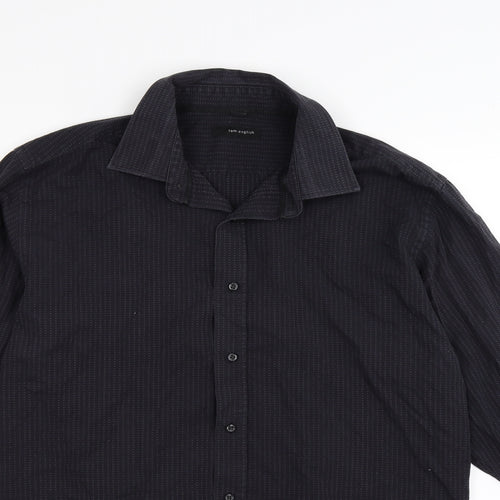 Tom english Mens Blue Striped   Button-Up Size 16.5