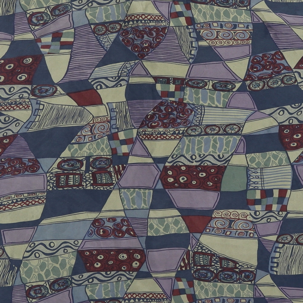 Marks and Spencer Mens Blue Geometric   Button-Up Size L  - 100% silk