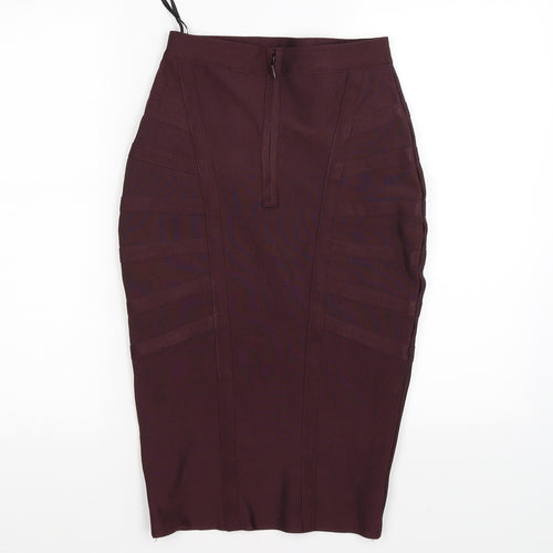 Missguided Womens Red Striped  Bandage Skirt Size 8