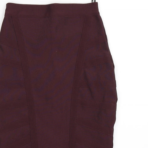 Missguided Womens Red Striped  Bandage Skirt Size 8