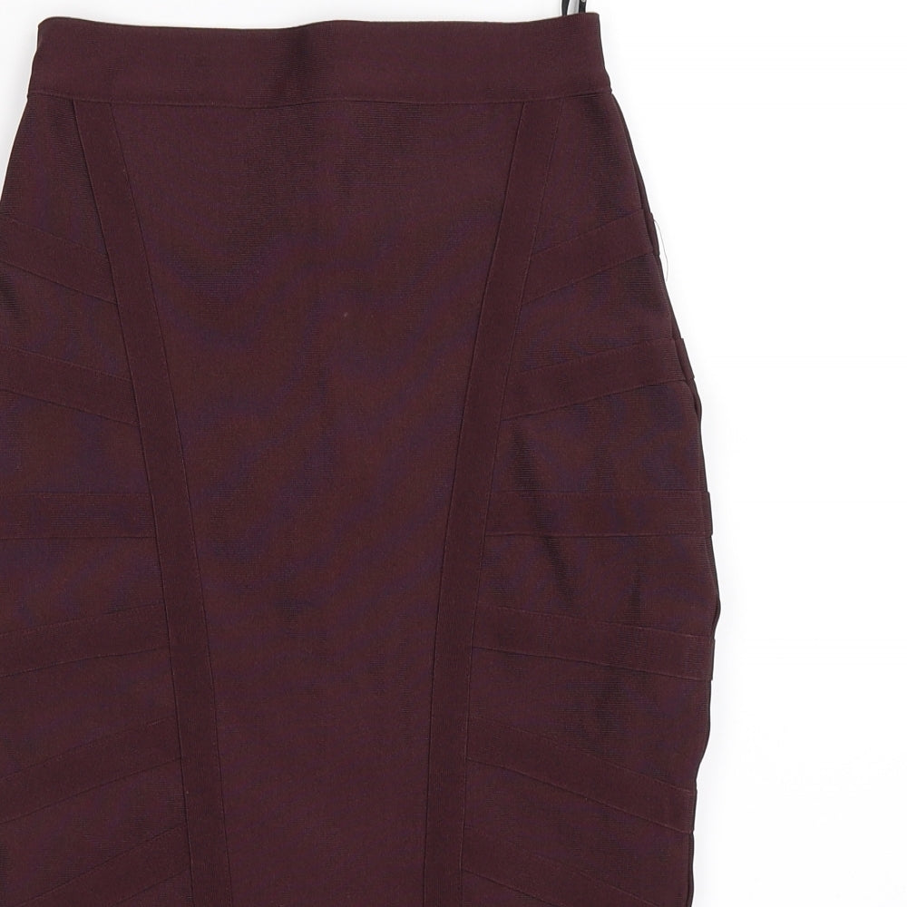 Missguided Womens Red Striped  Bandage Skirt Size 8