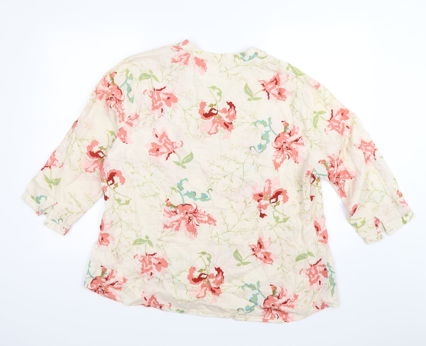 Rocha John Rocha Womens Beige Floral  Basic Blouse Size 18