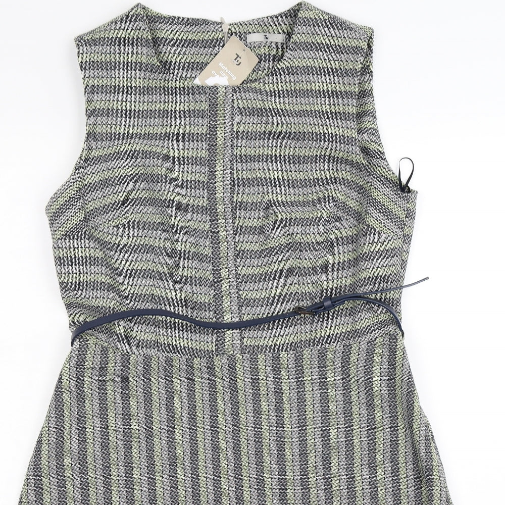 TU Womens Blue Check Knit Shift  Size 14