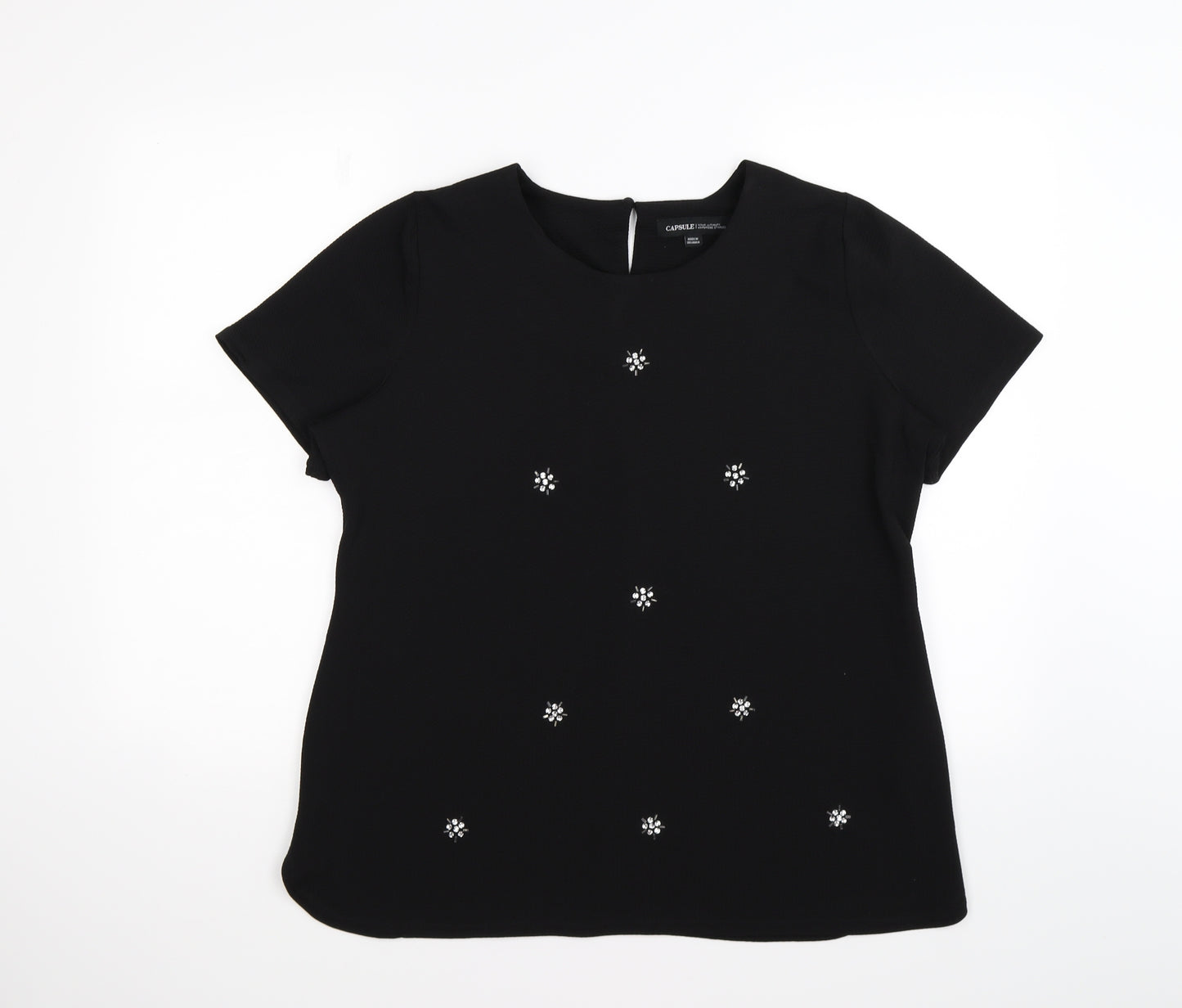 capsule Womens Black Floral  Tunic T-Shirt Size 16