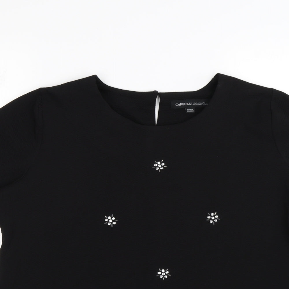 capsule Womens Black Floral  Tunic T-Shirt Size 16