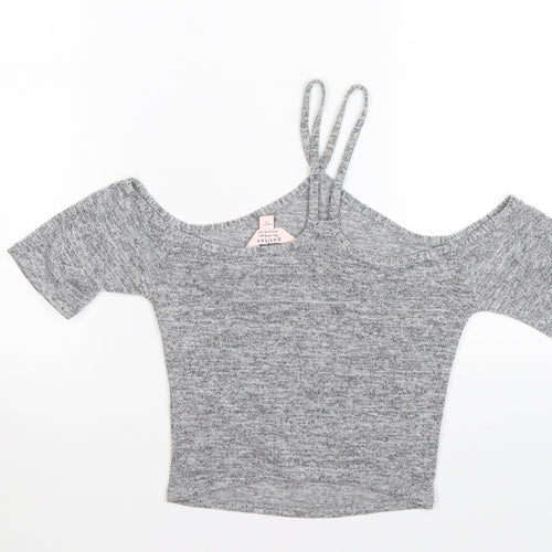 Miss Selfridge Womens Grey   Cropped Tank Size 6  - cold shoulder