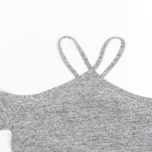 Miss Selfridge Womens Grey   Cropped Tank Size 6  - cold shoulder