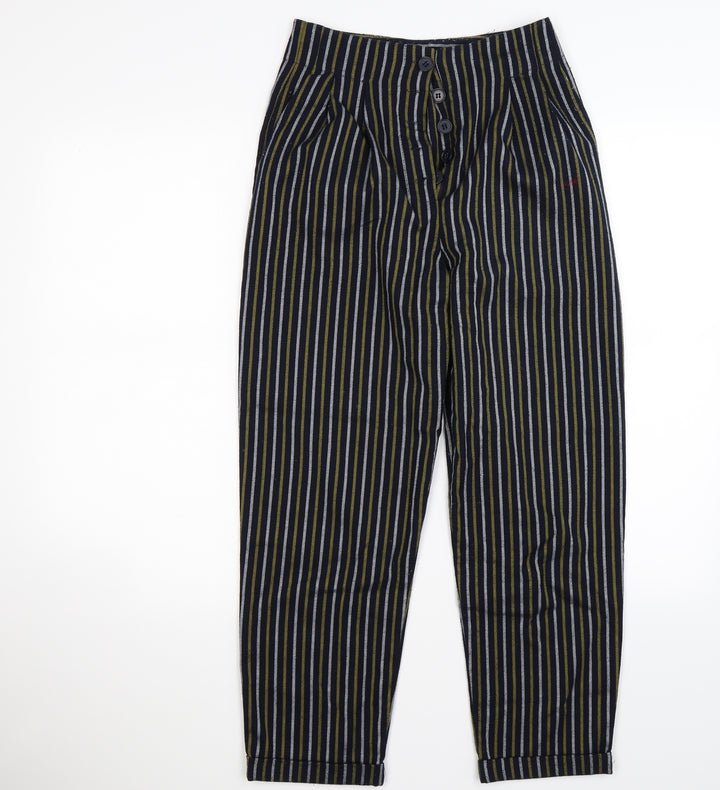 Topshop Womens Blue Striped Bloomer Trousers Size 4 L25 in