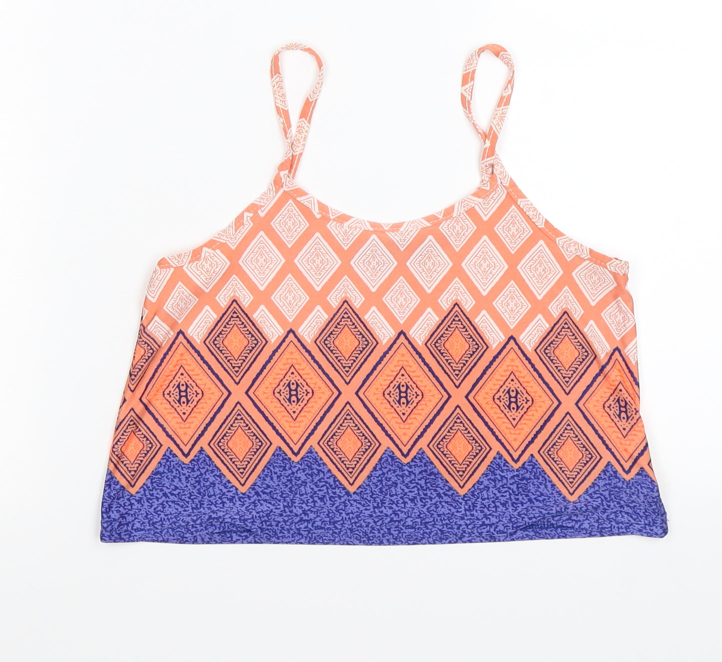 Boohoo Womens Multicoloured Geometric  Cropped Tank Size 4
