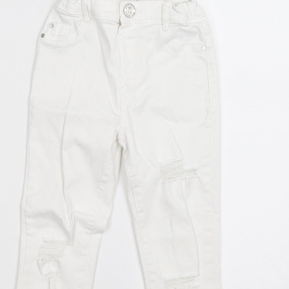 River Island Girls White  Denim Skinny Jeans Size 6 Years - ripped