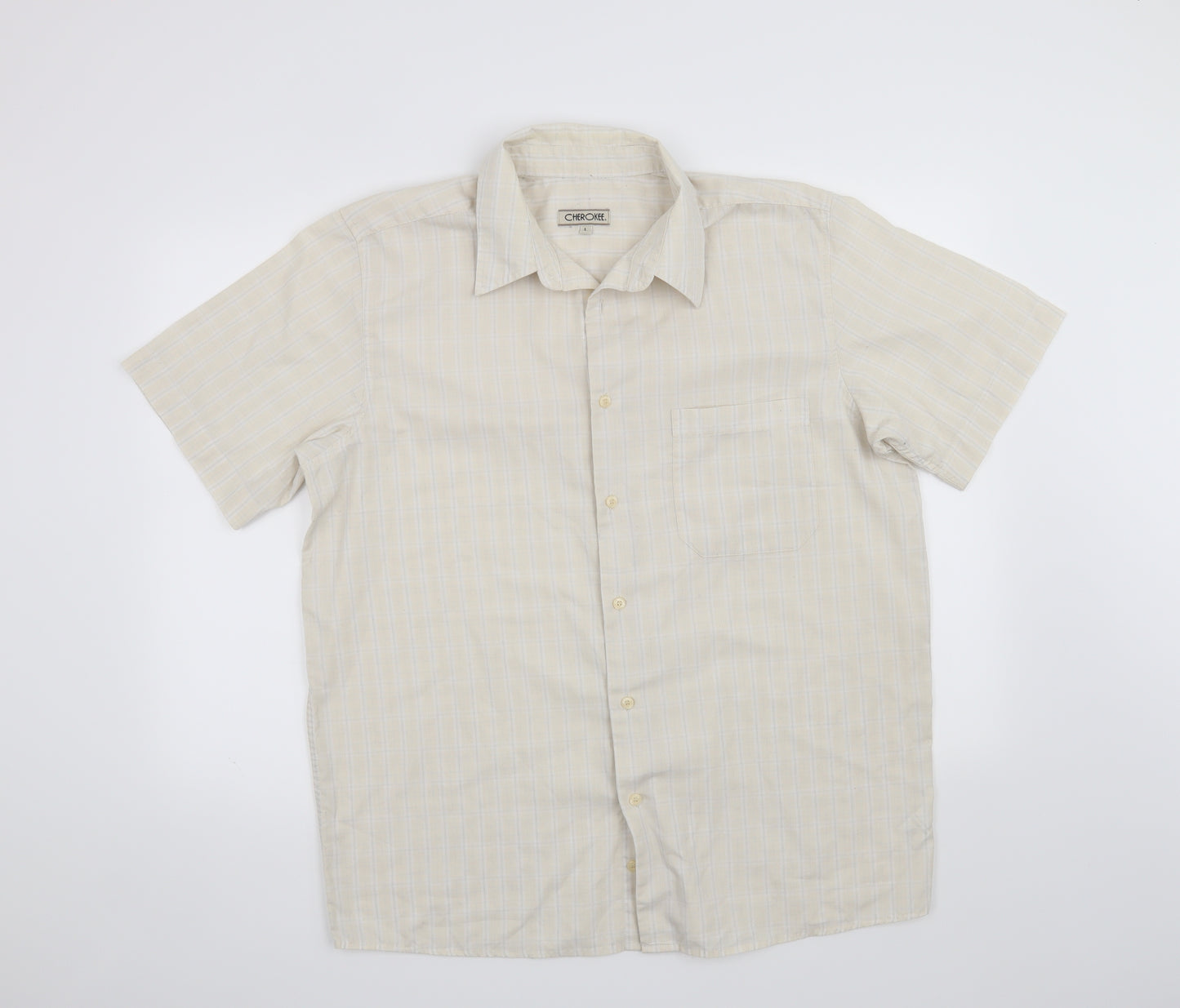 Cherokee Mens Beige    Button-Up Size L