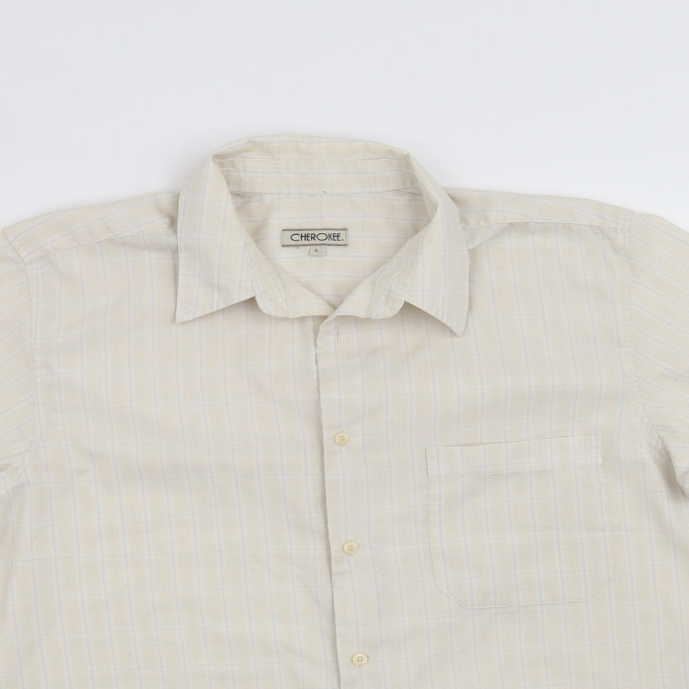 Cherokee Mens Beige    Button-Up Size L