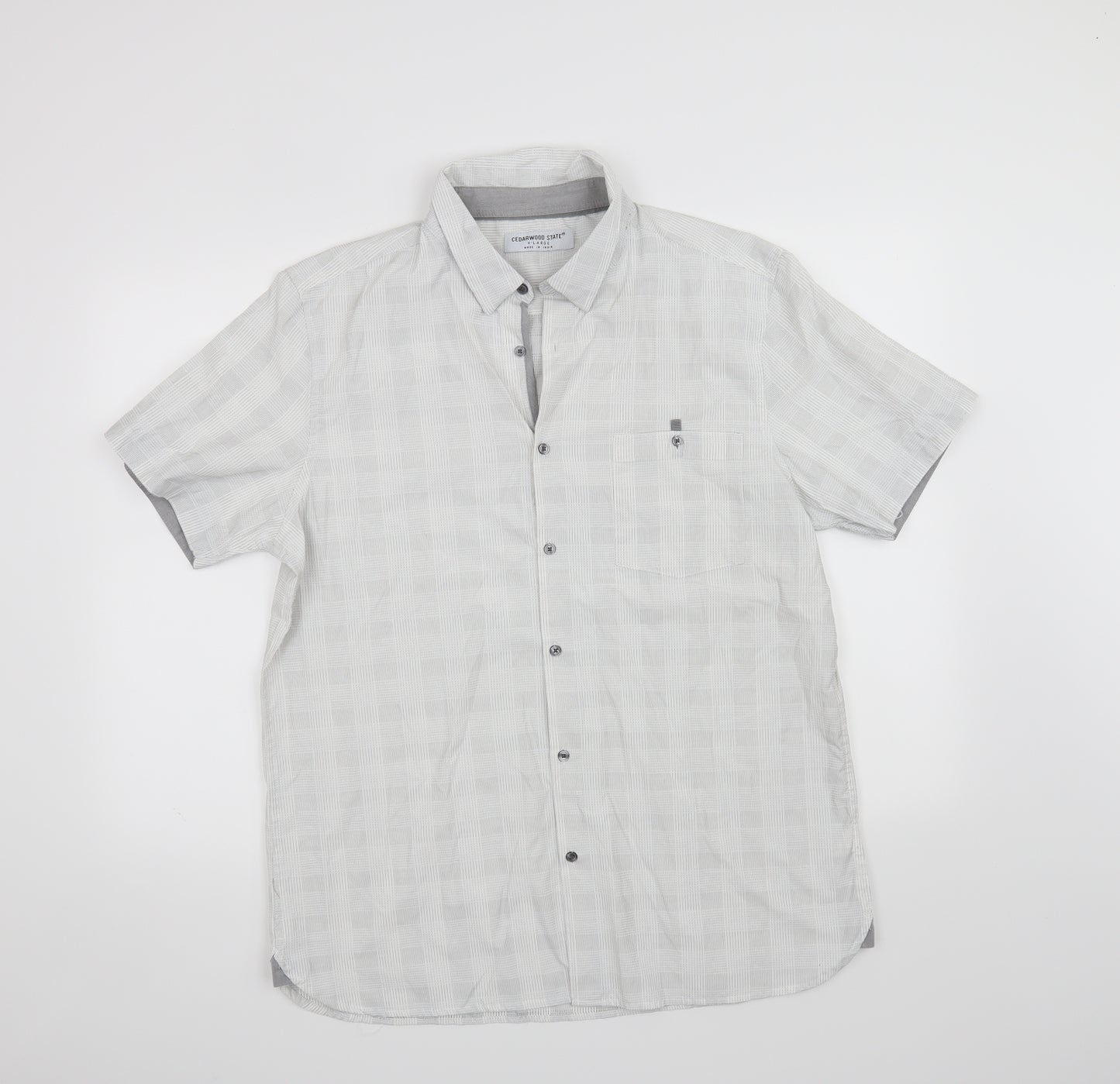 Cedar Wood State Mens White Check   Button-Up Size XL
