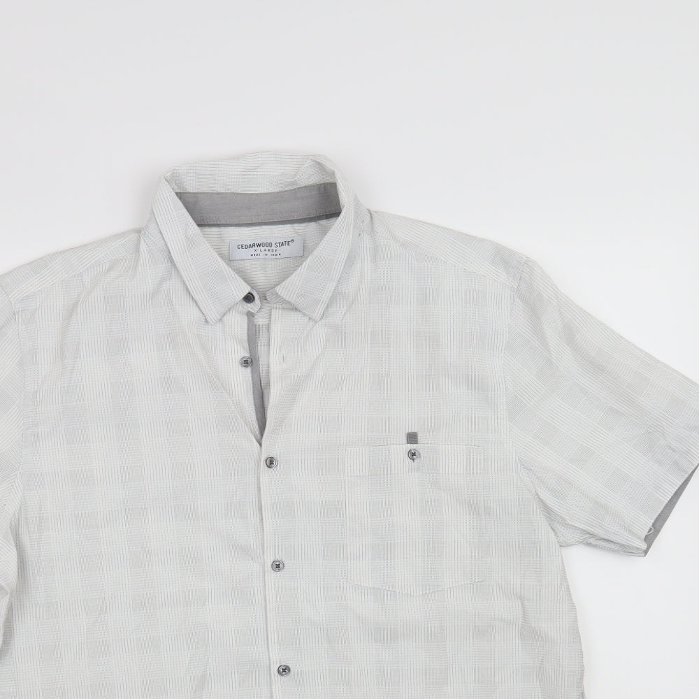 Cedar Wood State Mens White Check   Button-Up Size XL