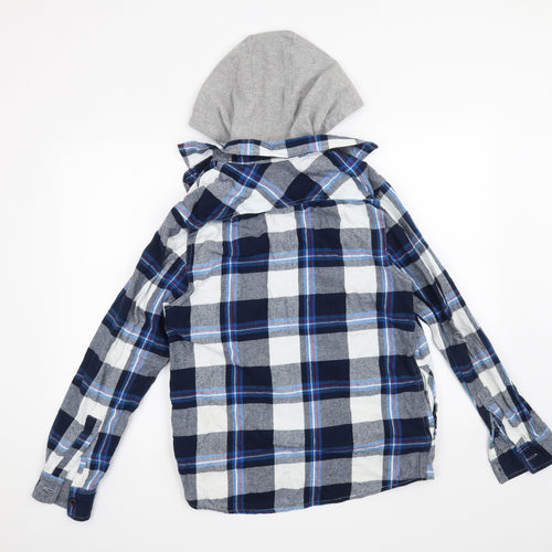 Peacocks Mens Blue Check  Full Zip Hoodie Size S