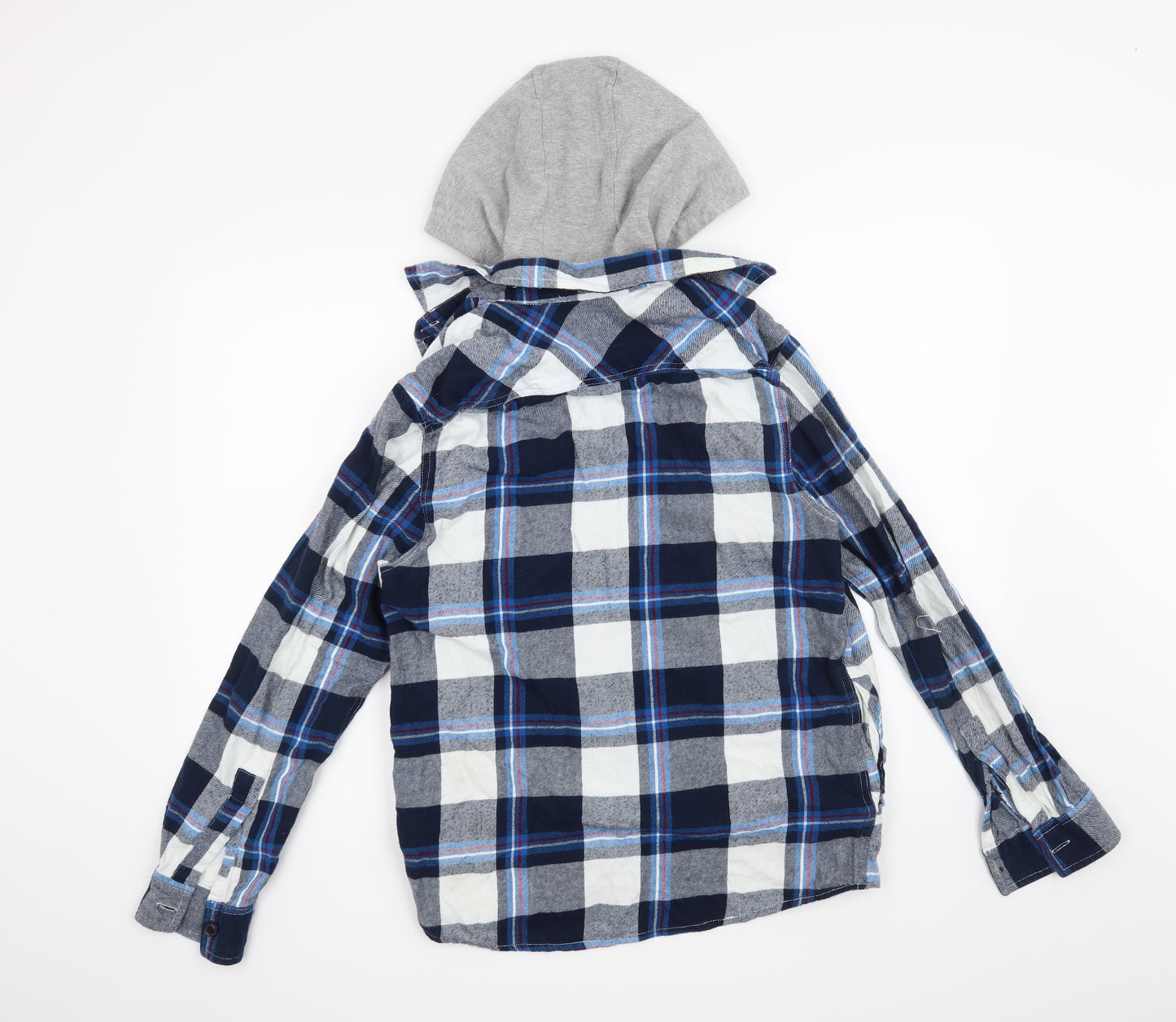 Peacocks Mens Blue Check  Full Zip Hoodie Size S
