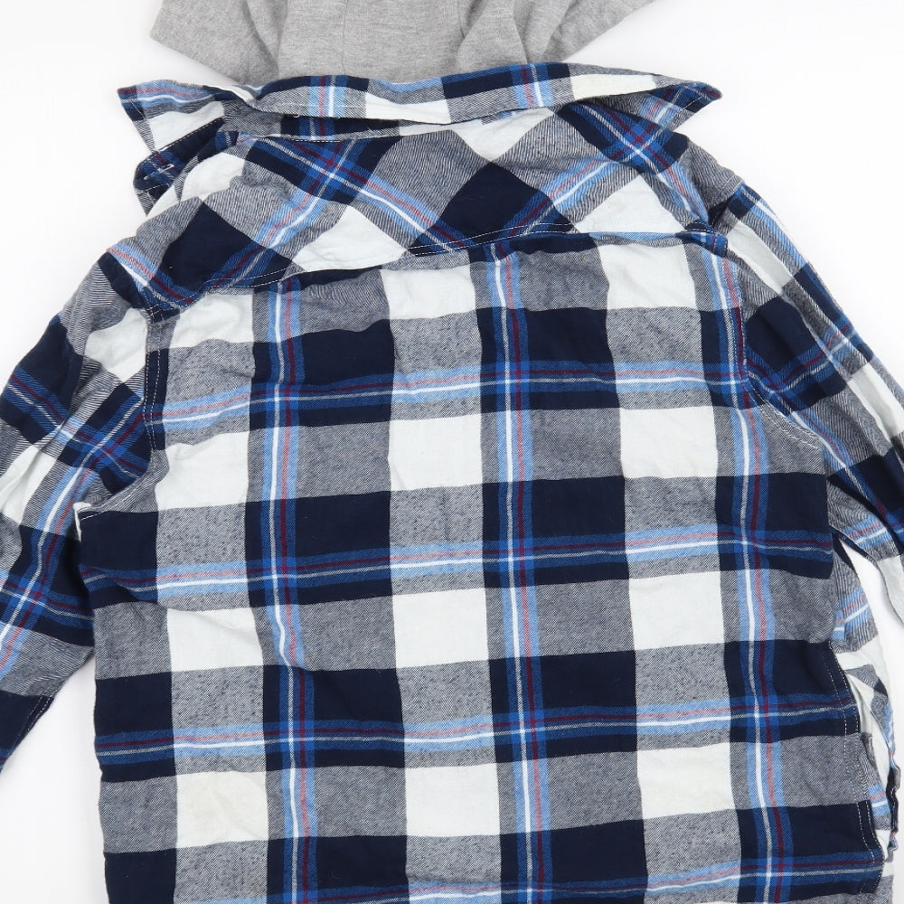 Peacocks Mens Blue Check  Full Zip Hoodie Size S