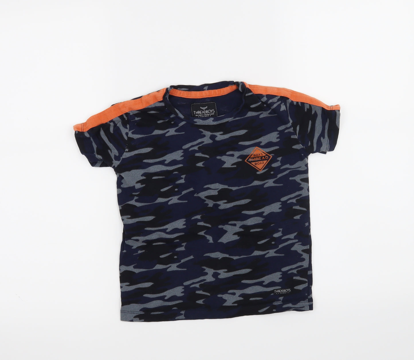 Threadboys Boys Blue Camouflage  Basic T-Shirt Size 5-6 Years