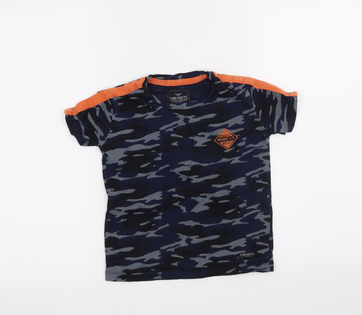 Threadboys Boys Blue Camouflage  Basic T-Shirt Size 5-6 Years
