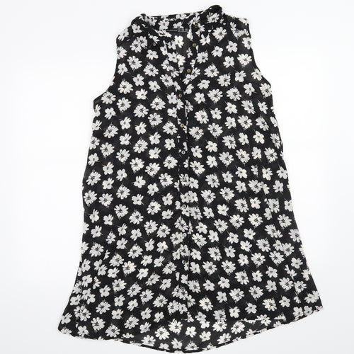 Atmosphere Womens Black Floral  Basic Button-Up Size 12