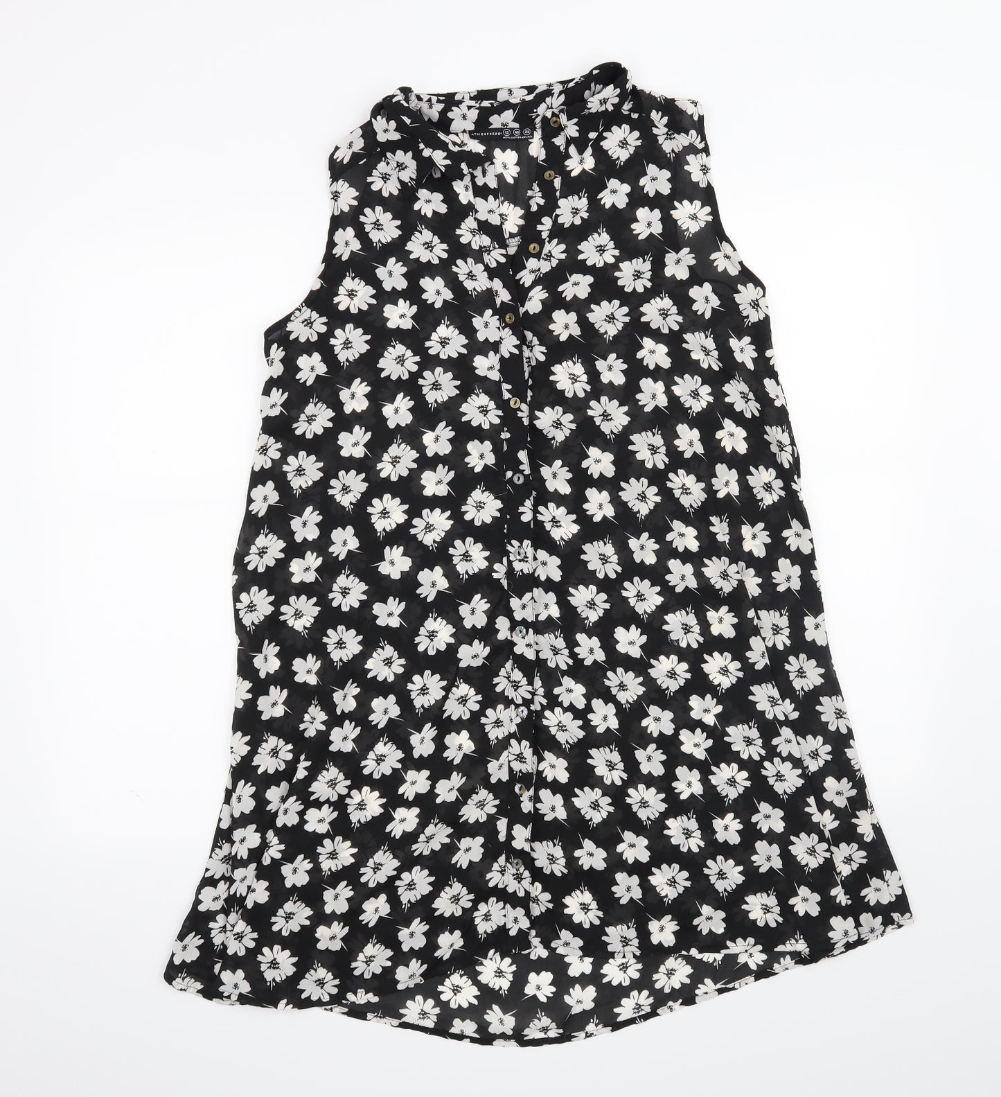 Atmosphere Womens Black Floral  Basic Button-Up Size 12