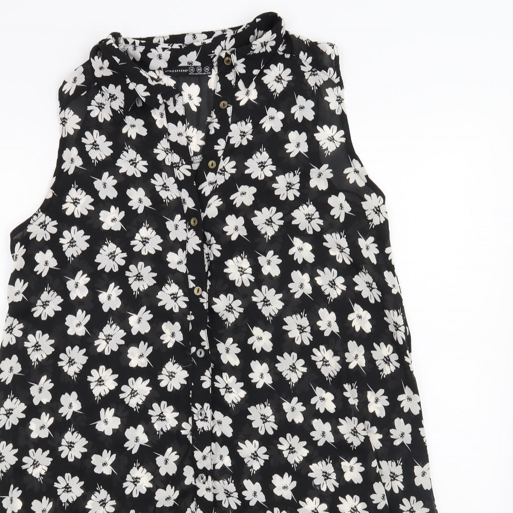 Atmosphere Womens Black Floral  Basic Button-Up Size 12