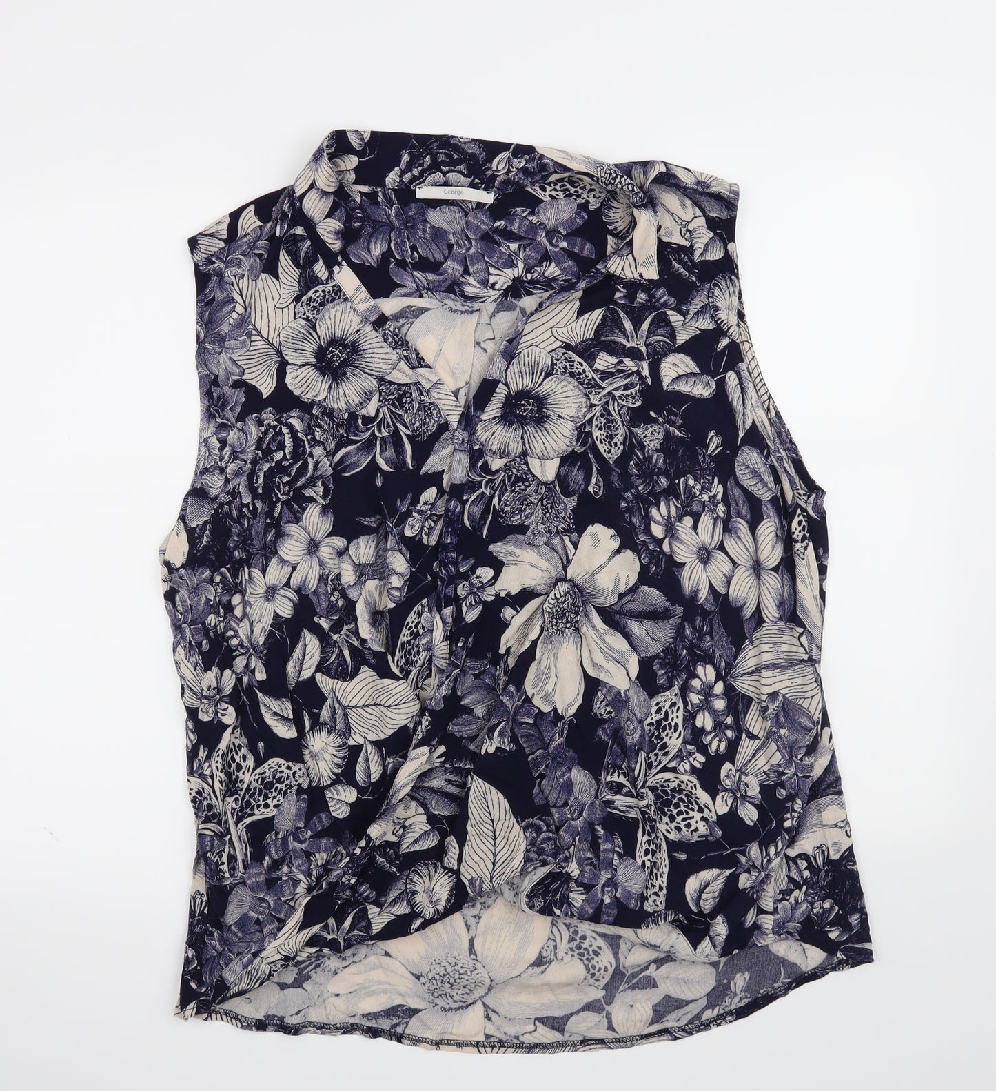 George Womens Blue Floral  Basic Blouse Size 22
