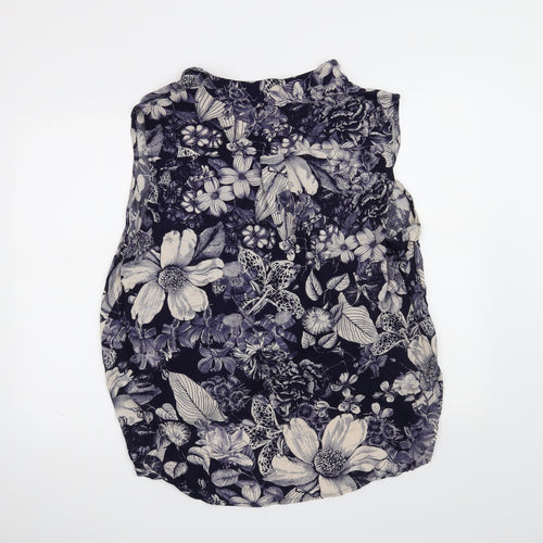 George Womens Blue Floral  Basic Blouse Size 22