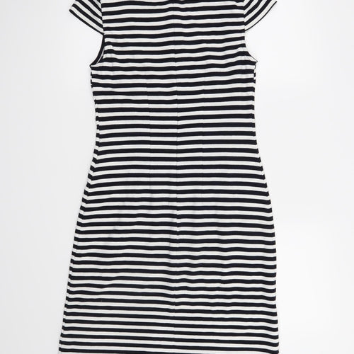 M&S Womens Black Striped  A-Line  Size 8
