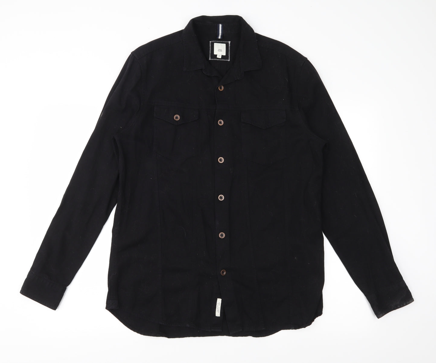 River Island Mens Black    Button-Up Size M