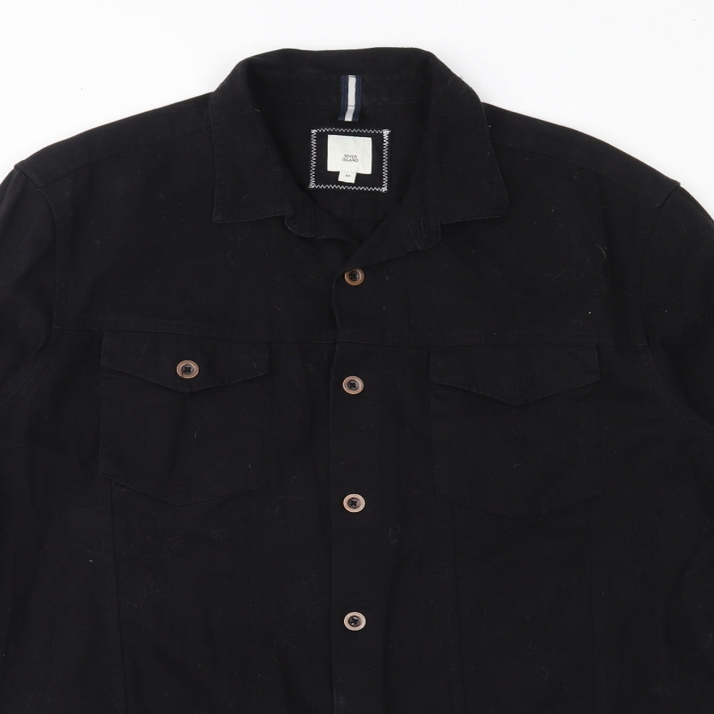 River Island Mens Black    Button-Up Size M