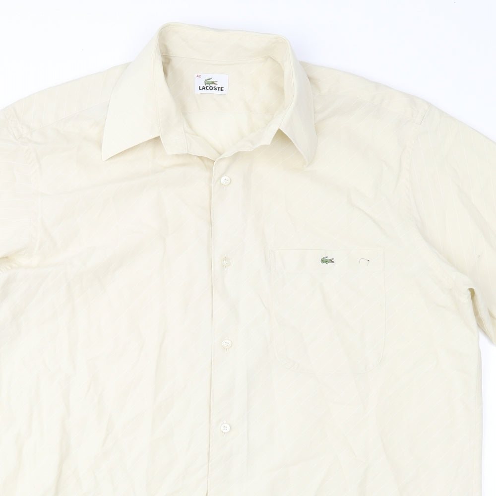 Lacoste Mens Yellow Striped   Button-Up Size 42