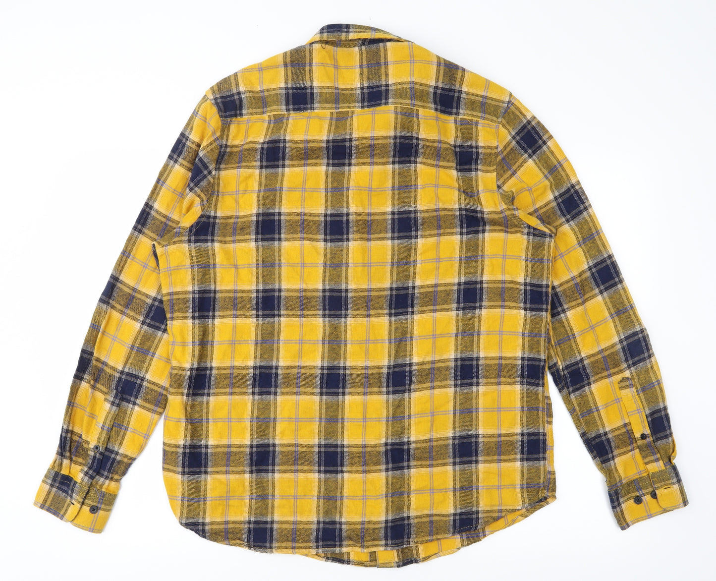 Primark Mens Yellow Plaid   Button-Up Size L
