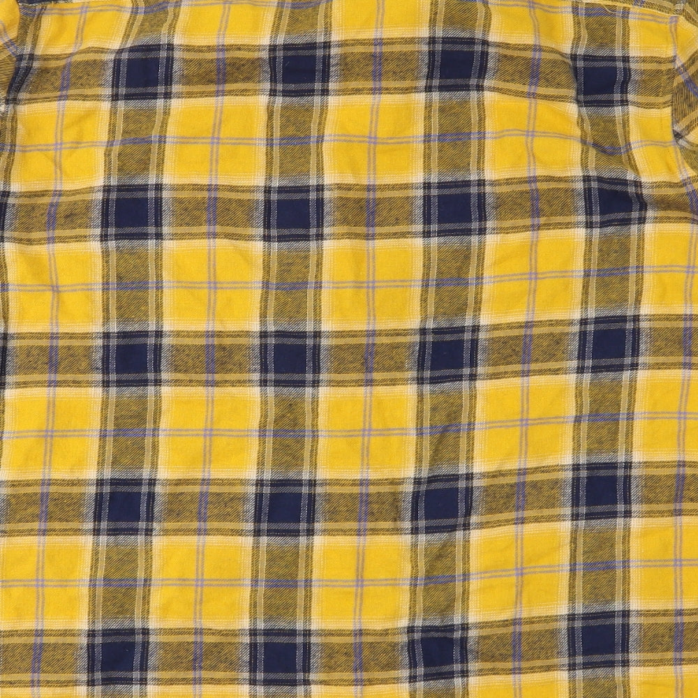 Primark Mens Yellow Plaid   Button-Up Size L