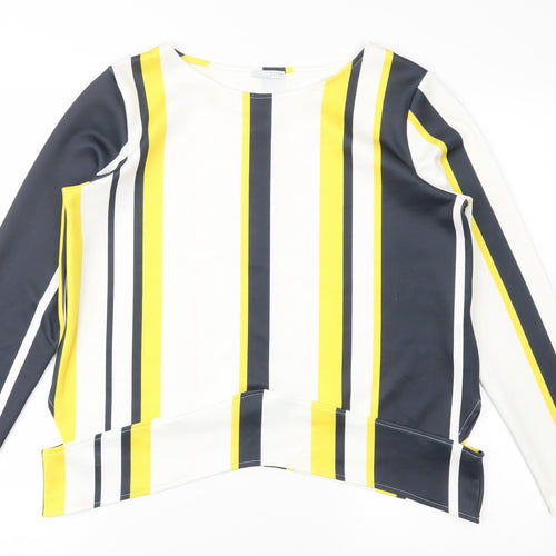 Zara Womens Yellow Striped  Basic Blouse Size M  - CUT OUTS