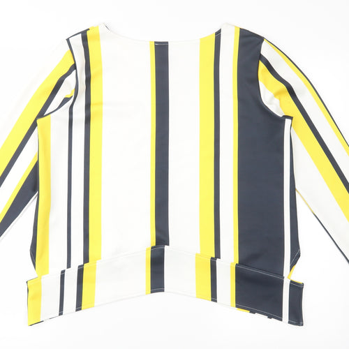 Zara Womens Yellow Striped  Basic Blouse Size M  - CUT OUTS